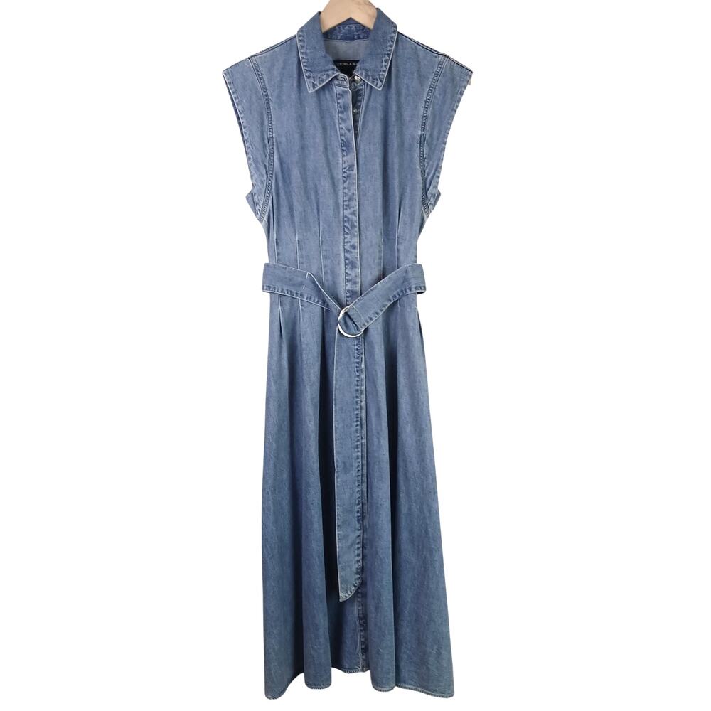 Veronica Beard Light Blue Denim Midi Shirt Dress - Picture 2 of 6
